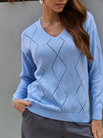 Pull en tricot pour femmes avec motif losange moderne Chic und Stil