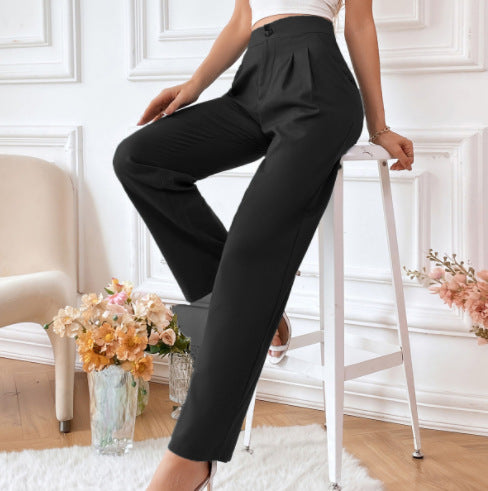 Elegant high-waisted women's pants with side button details and a comfortable fit Chic and Style