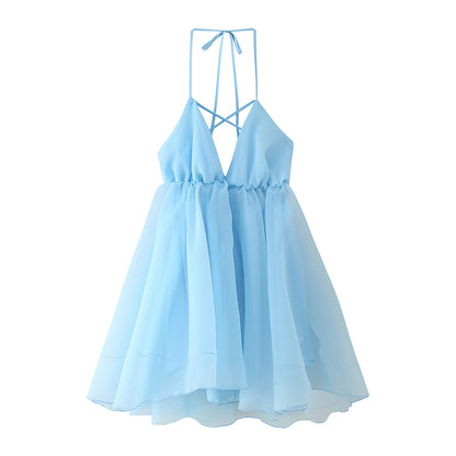 Robe en chiffon d'été pour dames avec des bretelles réglables et une jupe volumineuse Chic und Stil