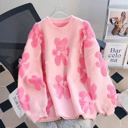 Dames pulls en peluche avec des applications de ours ludiques et des nœuds charmants Chic und Stil