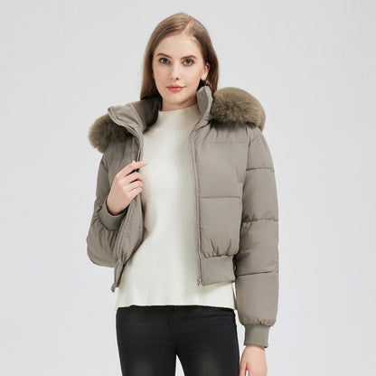 Dame veste courte matelassée avec col en faux fourrure amovible Chic und Stil