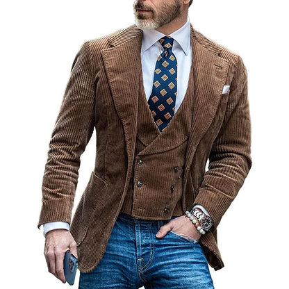 Costume en velours côtelé élégant pour homme avec gilet et revers stylé Chic und Stil
