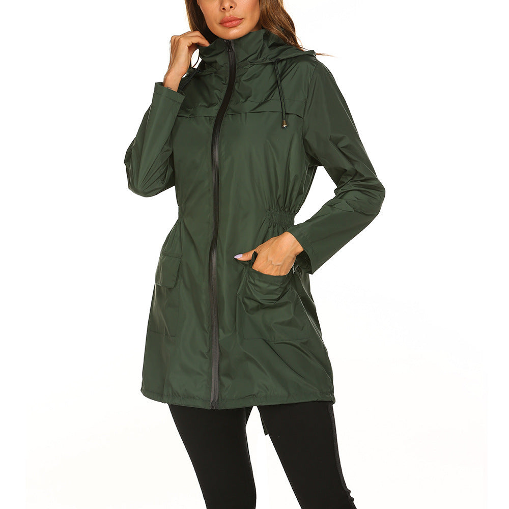Dame veste de plein air imperméable avec capuche réglable et taille élastique Chic und Stil