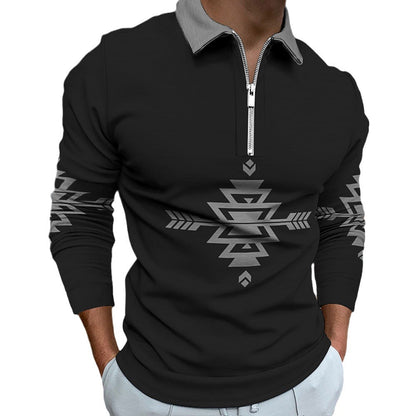 Chemise à manches longues pour hommes avec un design ethnique moderne et une fermeture éclair de haute qualité Chic und Stil