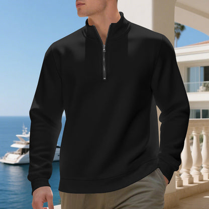 Sporty pullover for men with half-zip and breathable structure Chic und Stil