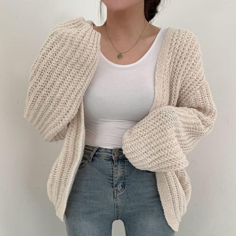 Cardigan oversize en tricot épais pour femmes avec décolleté en V profond Chic und Stil