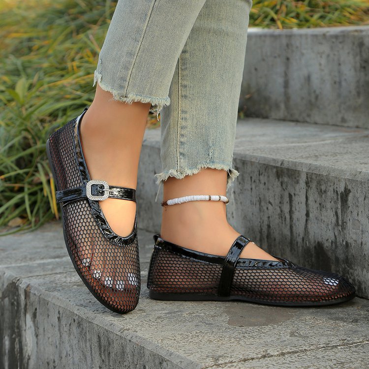 Ballerines élégantes pour dames avec design en maille respirante et bandoulière à la mode Chic und Stil