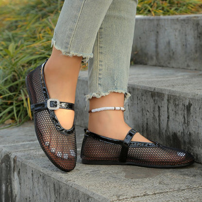 Ballerines élégantes pour dames avec design en maille respirante et bandoulière à la mode Chic und Stil