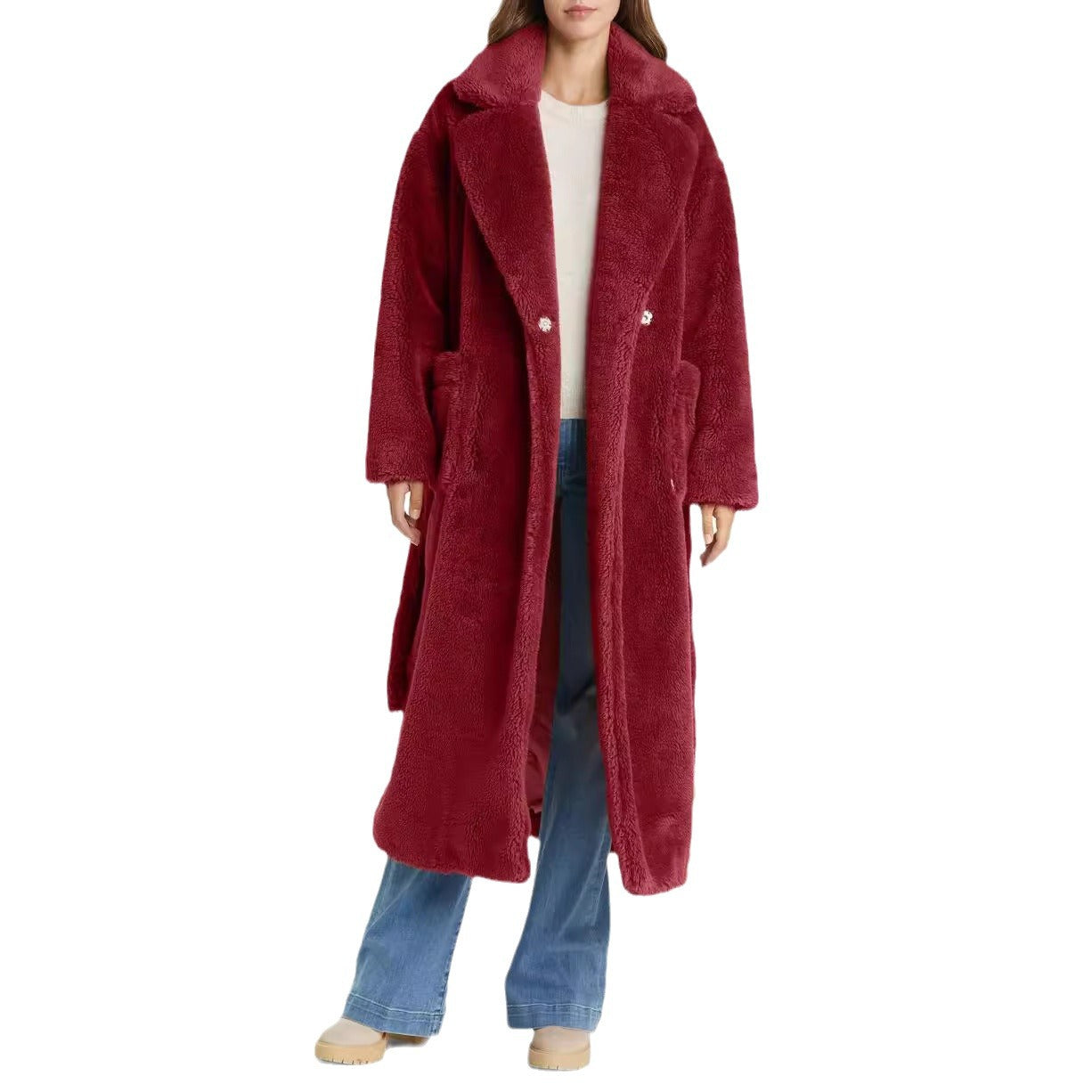 Ladies Long Cozy Robe with Belt and Pockets Chic and Style