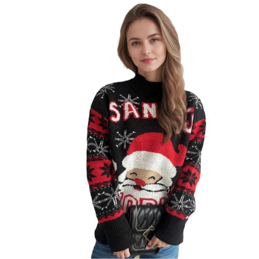 Pull femme de Noël avec motif festif de Santa et design texturé Chic und Stil