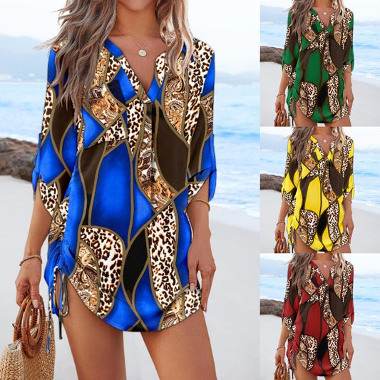 Robe de plage pour dames avec un élégant motif animal et une coupe décontractée Chic und Stil