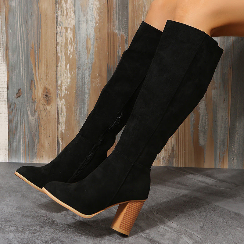 Bottes overknee à la mode pour femmes avec un élégant talon bloc et une semelle antidérapante Chic und Stil