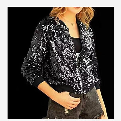 Dames Bling Bomber Jacket Chic und Stil