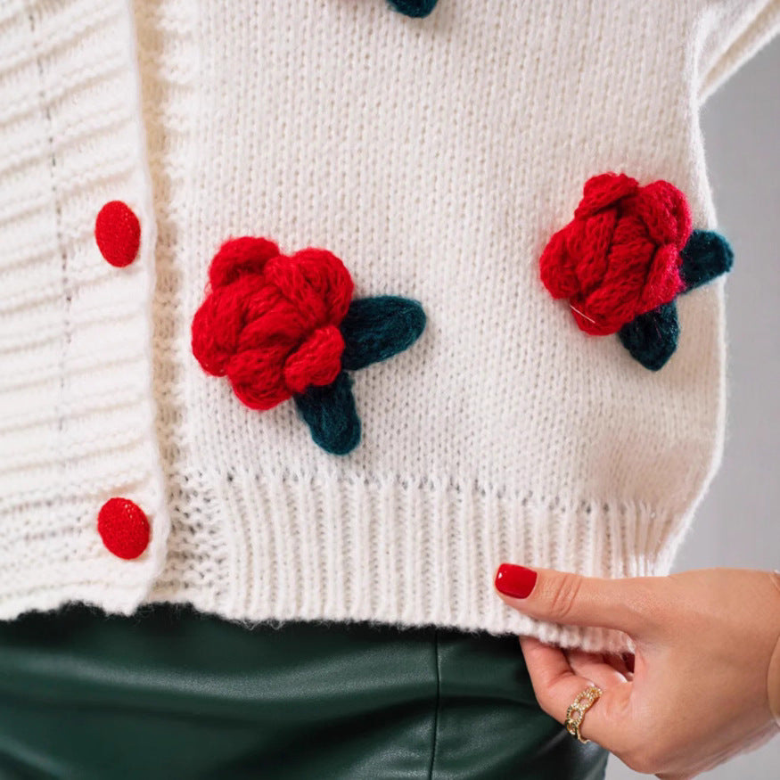 Dames cardigan ludique avec applications florales Chic und Stil