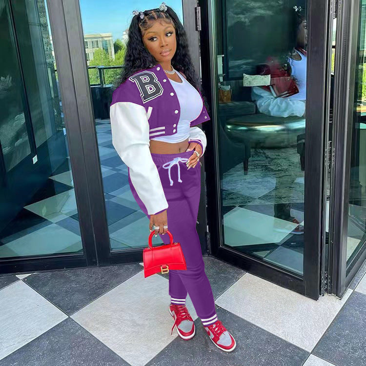 Oversized casual outfit for women with cropped jacket and jogger pants Chic und Stil