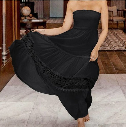 Robe maxi sans bretelles pour femmes avec un élégant bord en dentelle Chic und Stil