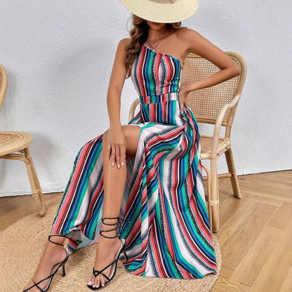 Robe maxi à une épaule avec fente haute Chic und Stil