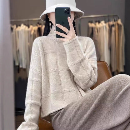 Pull en tricot confortable pour femmes en design à carreaux Chic und Stil