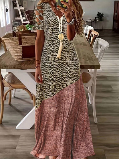Robe Maxi Bohémienne pour Femmes avec Manches Découpées Chic und Stil