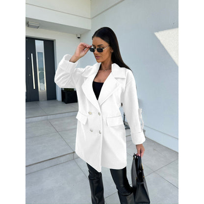 Blazer en coton surdimensionné pour femmes avec double boutonnage et poches pratiques Chic und Stil