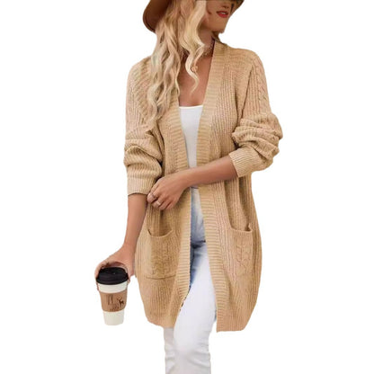 Dames gilet long en tricot aérien avec poches pratiques Chic und Stil