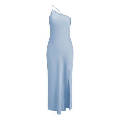 Robe maxi pour dames avec décolleté asymétrique et fente haute Chic und Stil