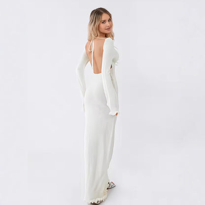 Robe midi à manches longues pour femmes avec des détails de volants raffinés Chic und Stil