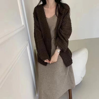 Dames Gros Tricot Cardigan Chic und Stil