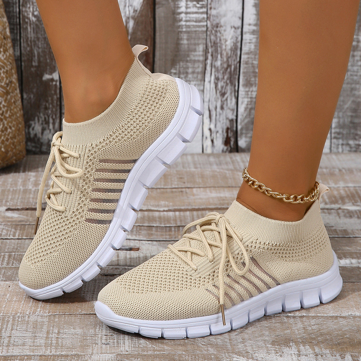 Baskets de sport pour femmes avec dessus en tricot respirant Chic und Stil