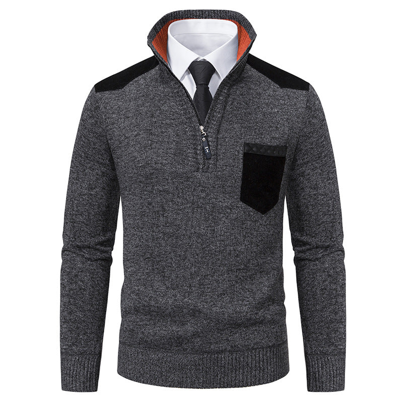 Elegant high collar pullover for men with zipper and structured design Chic and Style