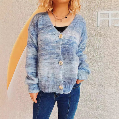 Cardigan pour femmes en tricot épais avec un design de boutons à la mode et un matériau doux Chic und Stil