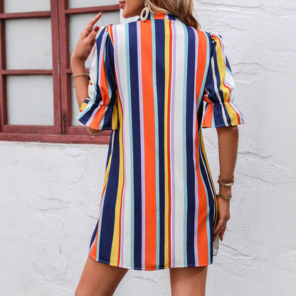 Robe d'été rayée à manches courtes pour femmes Chic und Stil