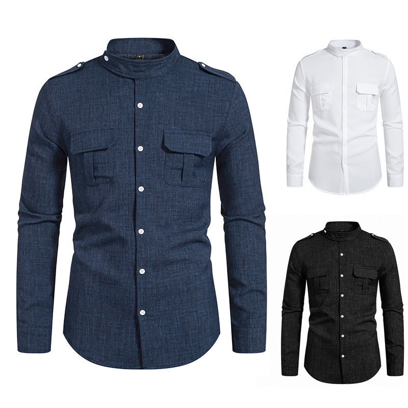 Chemise élégante à manches longues pour hommes avec poches poitrine pratiques Chic und Stil