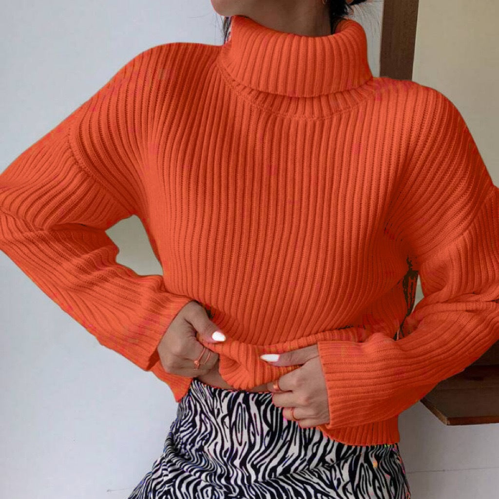 Pullover à col roulé tendance pour femmes avec texture en côtes Chic und Stil