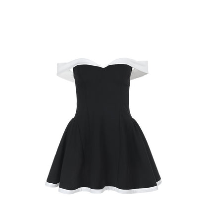 Robe mini off-shoulder élégante fit-and-flare pour femmes Chic und Stil