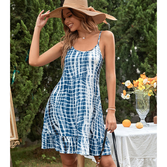 Robe de loisirs pour femmes avec volants ludiques et design batik moderne Chic und Stil