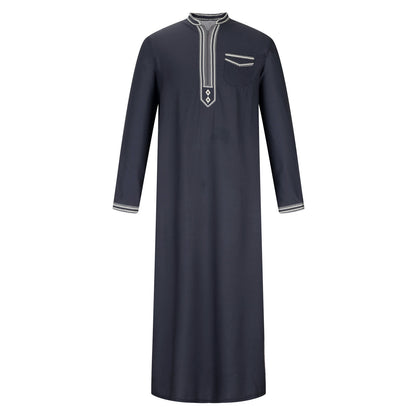 Homme robe longue traditionnelle avec broderie décorative et élégante patte de boutonnage Chic und Stil
