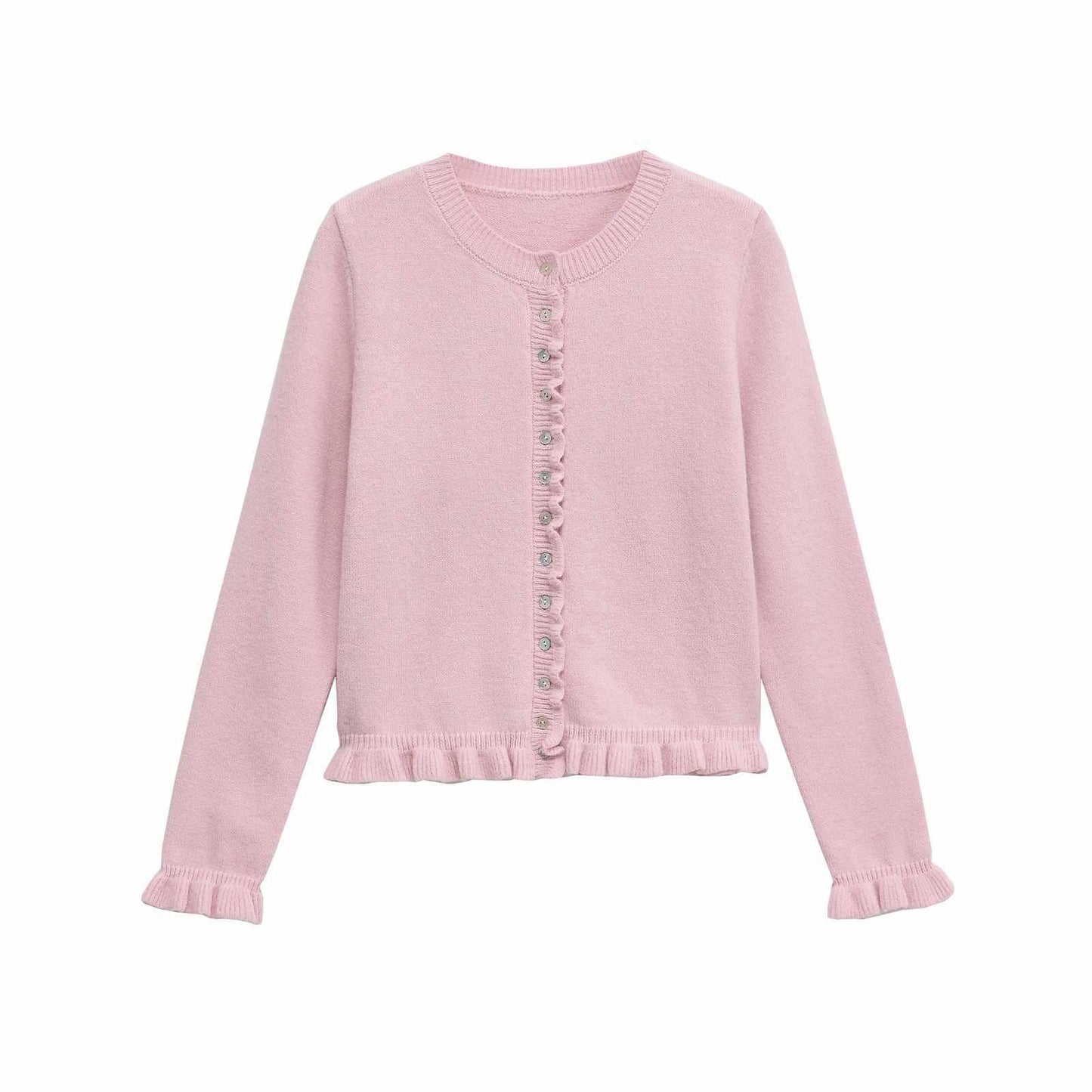 Dames doux cardigan en tricot avec volants décoratifs Chic und Stil