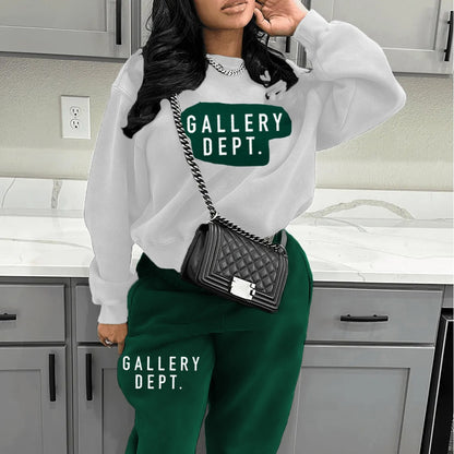 Women's Sweatshirt and Pants Set with a Chic Modern Graphic Design and Style