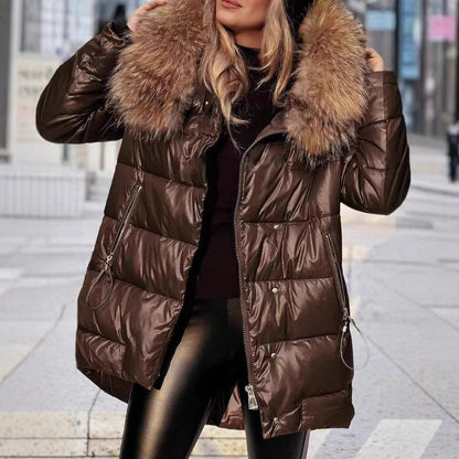 Dames doudoune d'hiver avec capuche amovible et col en fourrure luxueuse Chic und Stil