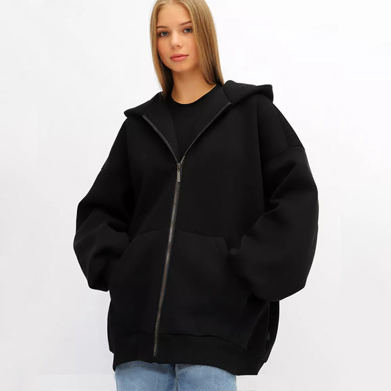 Dame Veste à Capuche Oversize avec Fermeture Éclair Intégrale et Coupe Extrêmement Confortable Chic und Stil