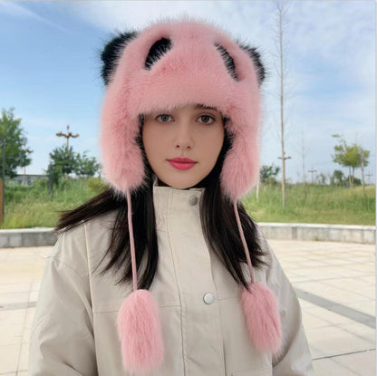 Dames Bonnet en peluche Panda avec oreilles tendance Chic und Stil