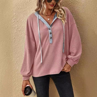 Dames Pull Overized avec Patte de Boutons Chic und Stil