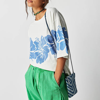 Chemise décontractée pour femmes avec imprimé floral et épaules tombantes Chic und Stil