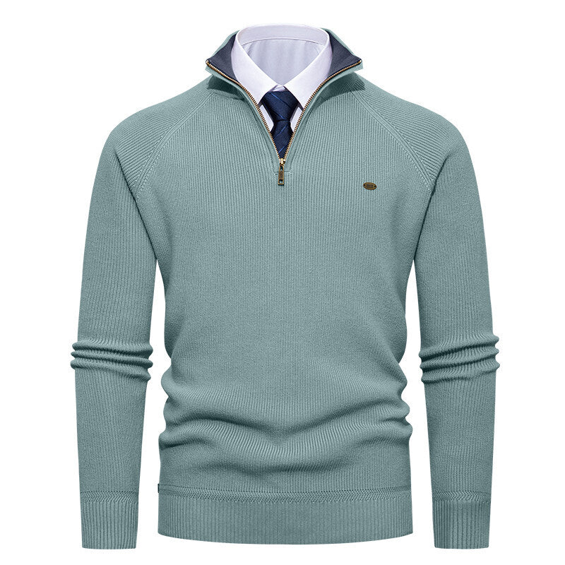 Elegant knitted pullover for men with high collar and zipper Chic und Stil