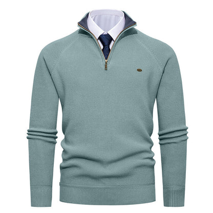 Elegant knitted pullover for men with high collar and zipper Chic und Stil