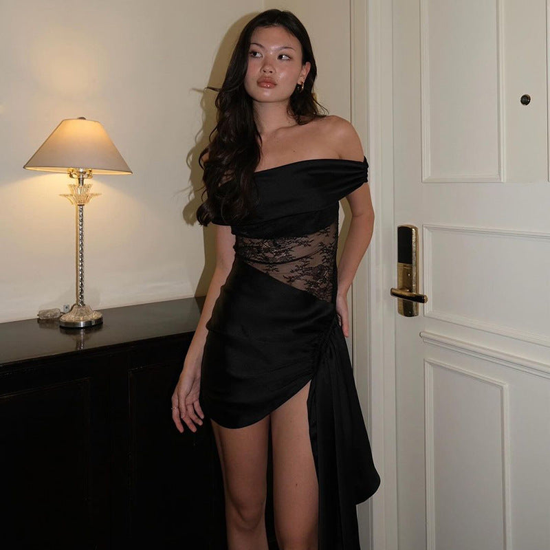 Robe de soirée Off-Shoulder avec détail en dentelle Chic und Stil