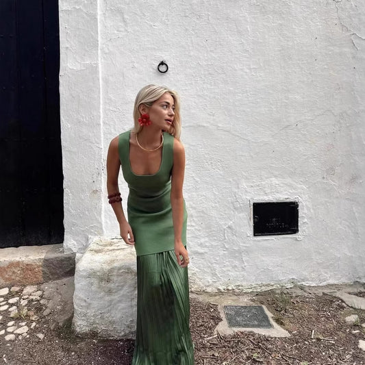 Robe maxi femme avec jupe plissée et haut près du corps Chic und Stil