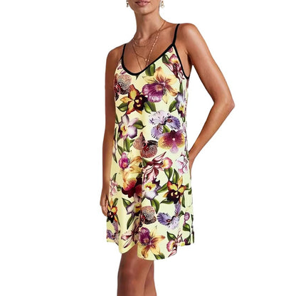 Dames motif floral spaghetti bretelles mini robe Chic und Stil
