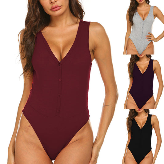 Body pour femmes avec décolleté en V profond et détails de boutons Chic und Stil
